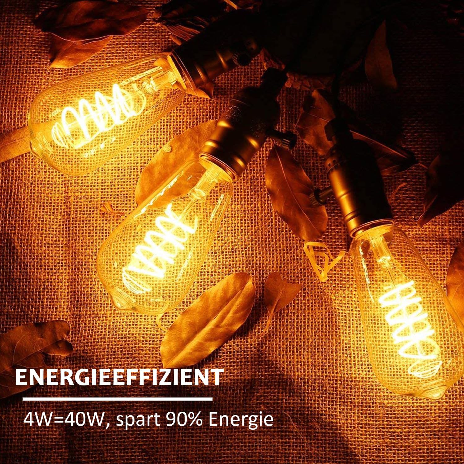 Edison Vintage Glühbirne E27, LED Vintage Dimmbar 4W ST64 Glühbirne E27 Warmweiß, Ideal für Dekorative Nostalgie und Retro Beleuchtung, Bernstein - 6 Stück