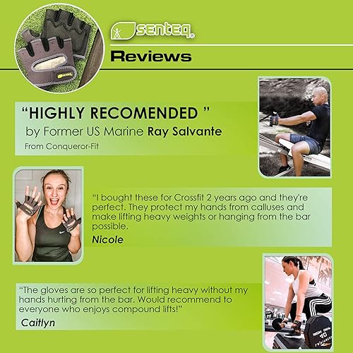 Miniatura 6 de SENTEQ Lifting Workout Gloves - Fingerless Gym Workout Hand Protection, Grip Gloves for Weightlifting, Crossfit and Sports, Workout Gloves for Men &