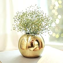 BEHOMA Metal Ball Round Flower Vase for Home Decor|Table Decorative Item for Bedroom Living Room Office Wedding | Best Gift for Birthday Anniversary Diwali Ganpati Onam Festival | Gold, Small