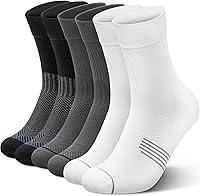 PAPLUS 3 Pairs Compression Running Socks Men Women - Cushioned Crew Socks with Arch Support, 8-15mmHg for Hiking Cycling