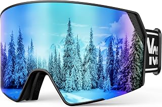 Ski Goggles UV400 Protection, OTG Snow Goggle for Men Women, Anti-fog Snow Sports Goggles for Snowboarding, Snowmobile