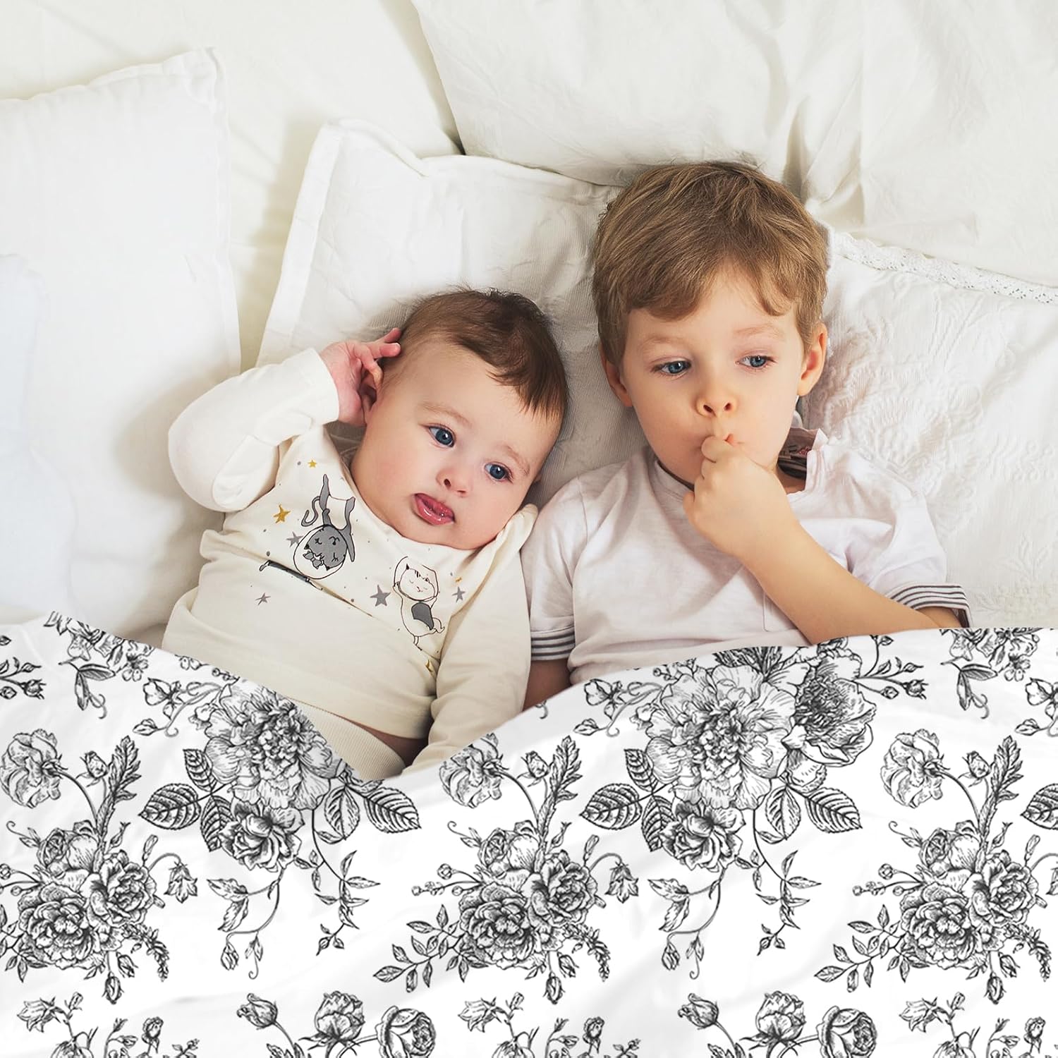 JarThenaAMCS Floral Fuzzy Blanket Black Flower Throw Blanket Vintage Chinoiserie Soft Cozy Flannel Blanket for Home Bed Sofa Couch Chair, 50 x 60 Inch - Image 7