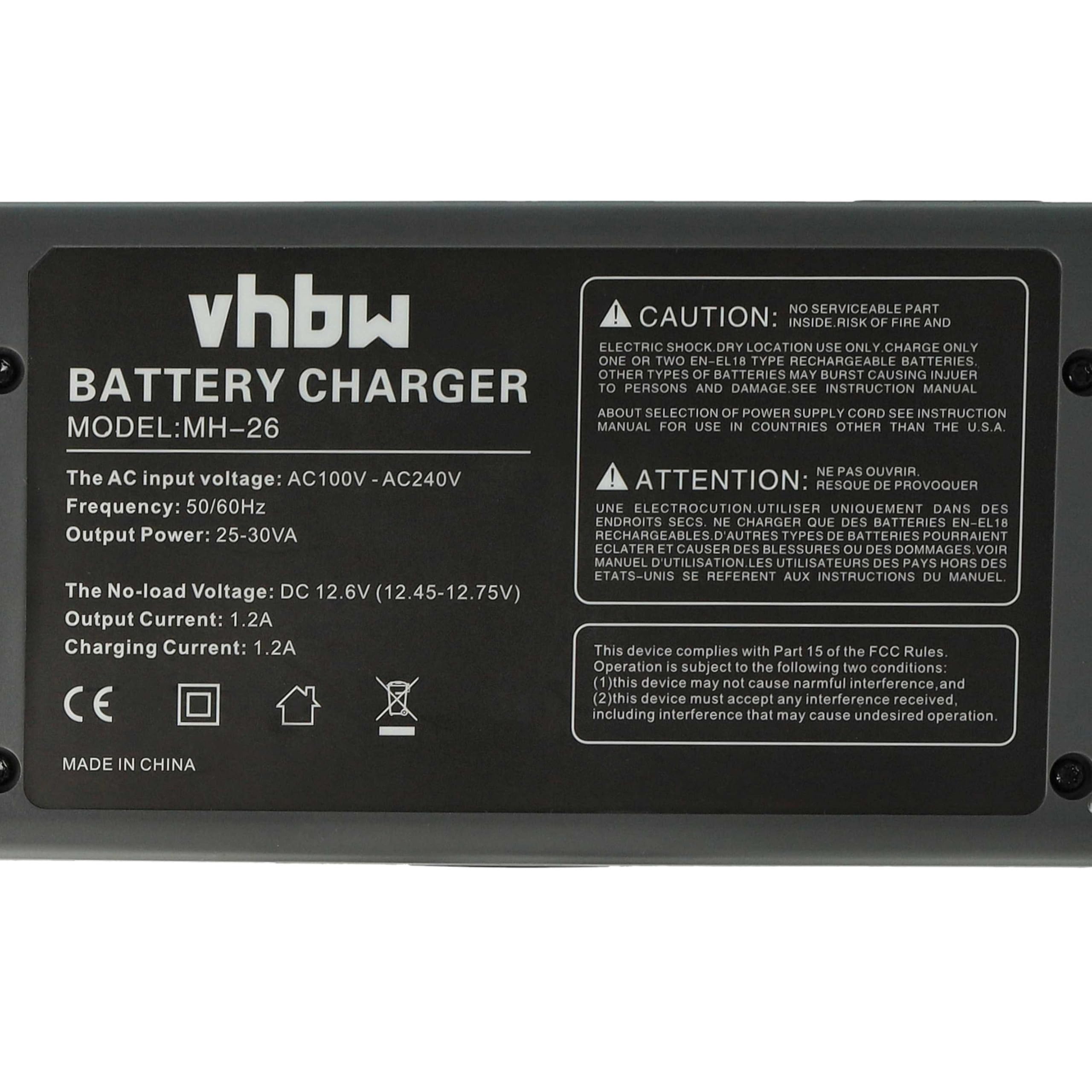 vhbw Dual Ladegerät kompatibel mit Nikon D2H