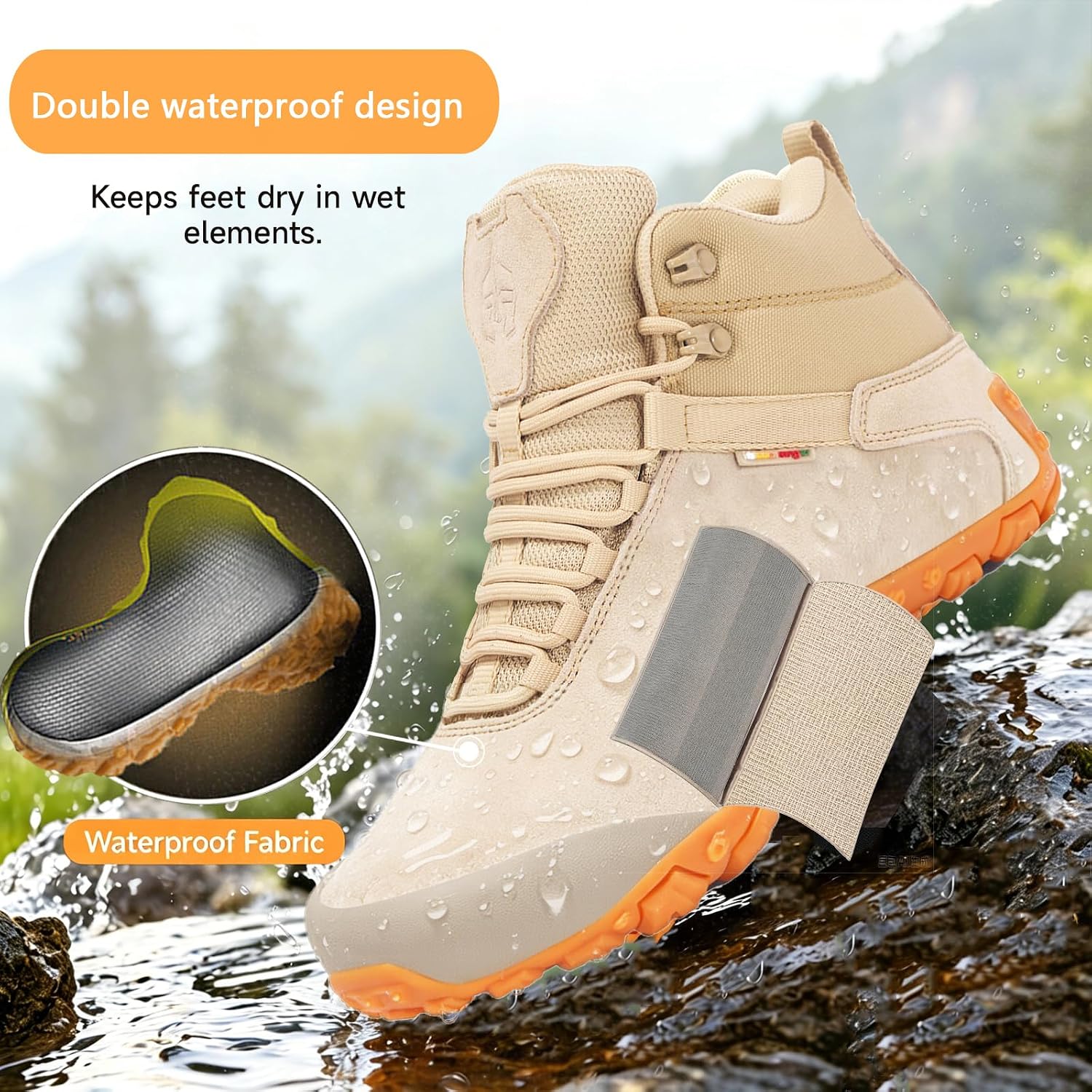 Men’s Wide Waterproof Hiking Boots, Lightweight Trail Boots with Non-Slip Sole, Comfortable for Hiking, Hunting, Backpacking & Outdoor Work