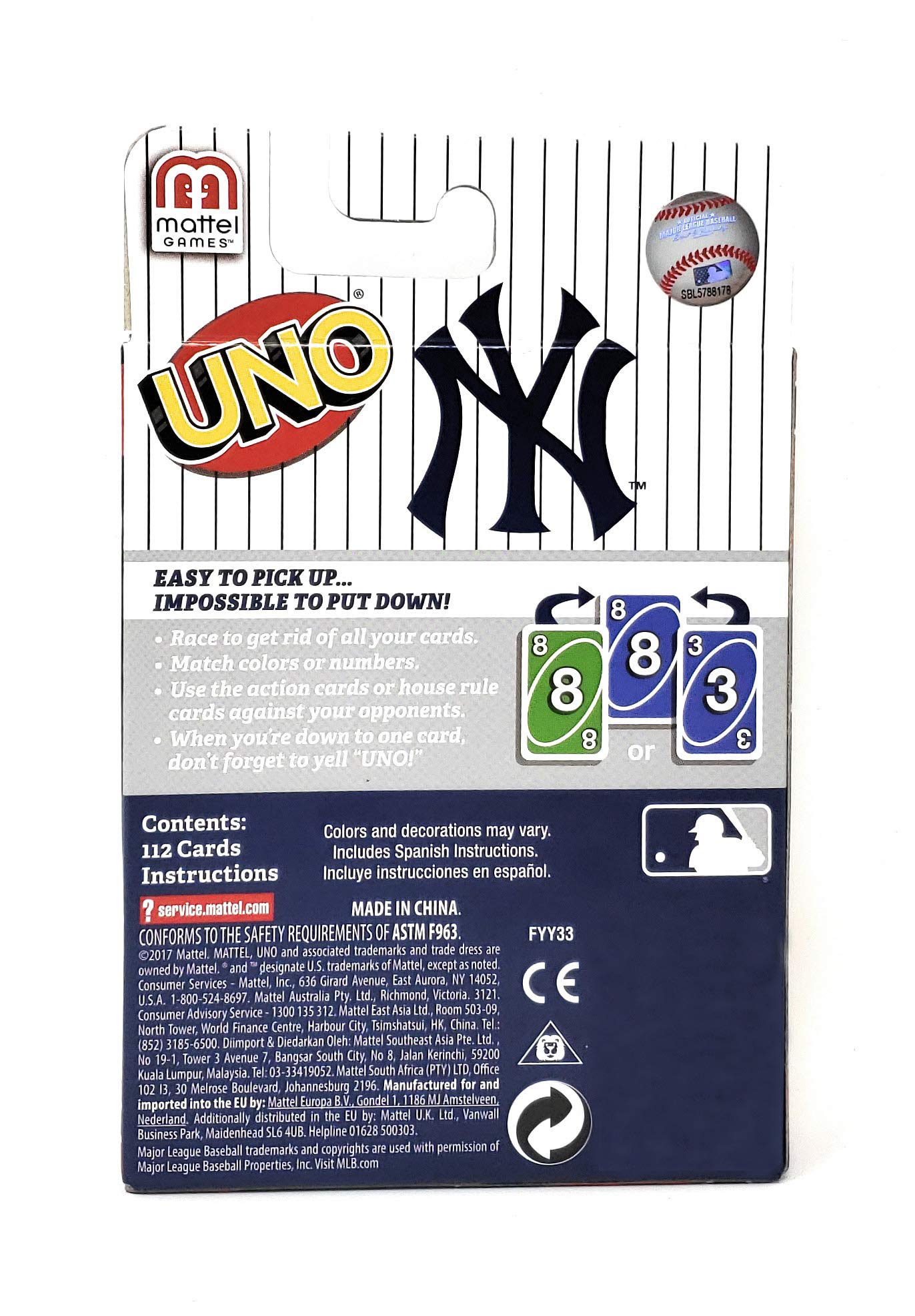 UNO Cards New York Yankees : Amazon.sg: Sporting Goods