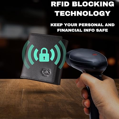 Miniatura 4 de Stealth Mode Cartera RFID triple plegable de cuero para hombres con soporte de identificación abatible Negro talla única  Carteras triples para