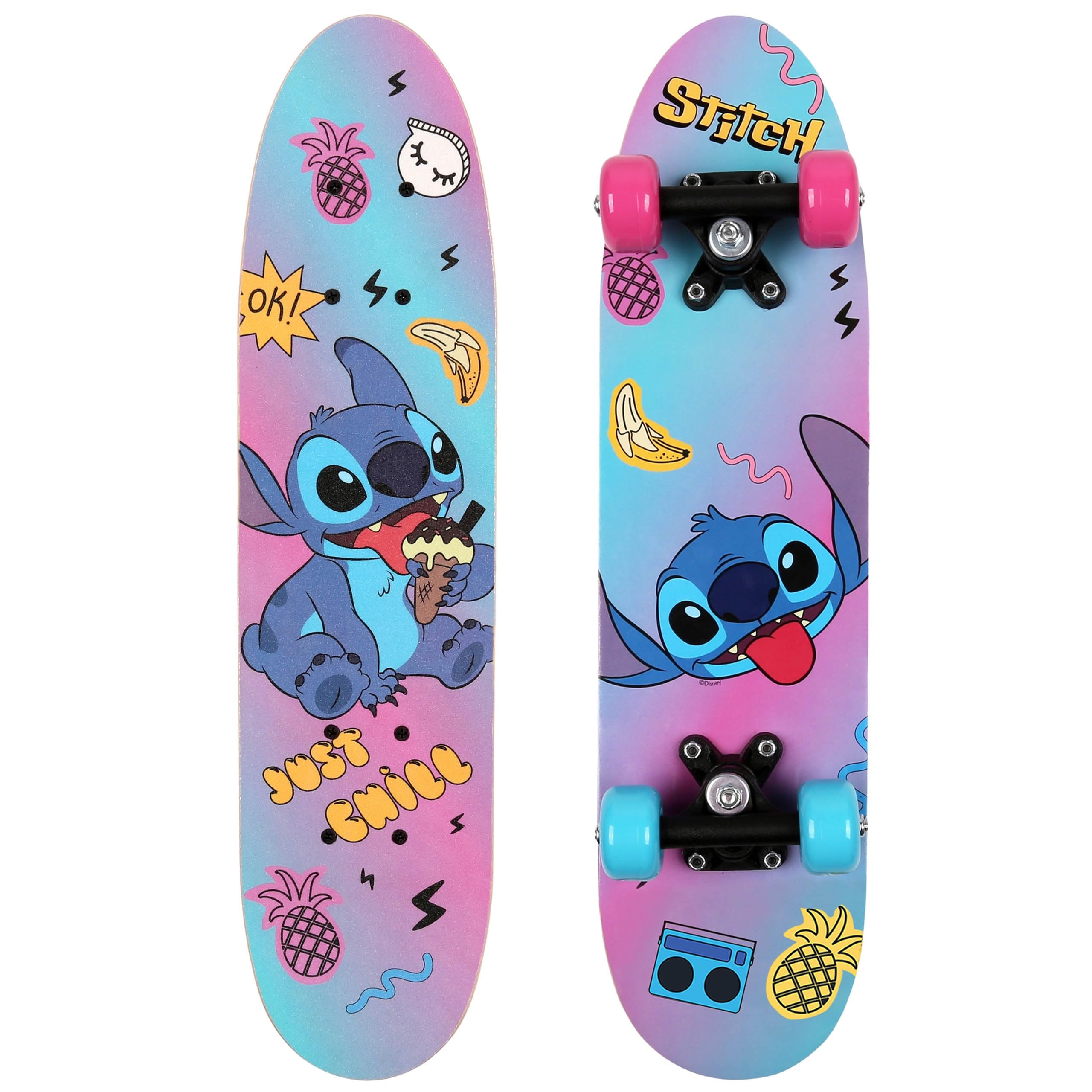 Disney Stitch Planche à roulettes en Bois 61cm, antidérapante, légère et Stable 20-50kg - 2