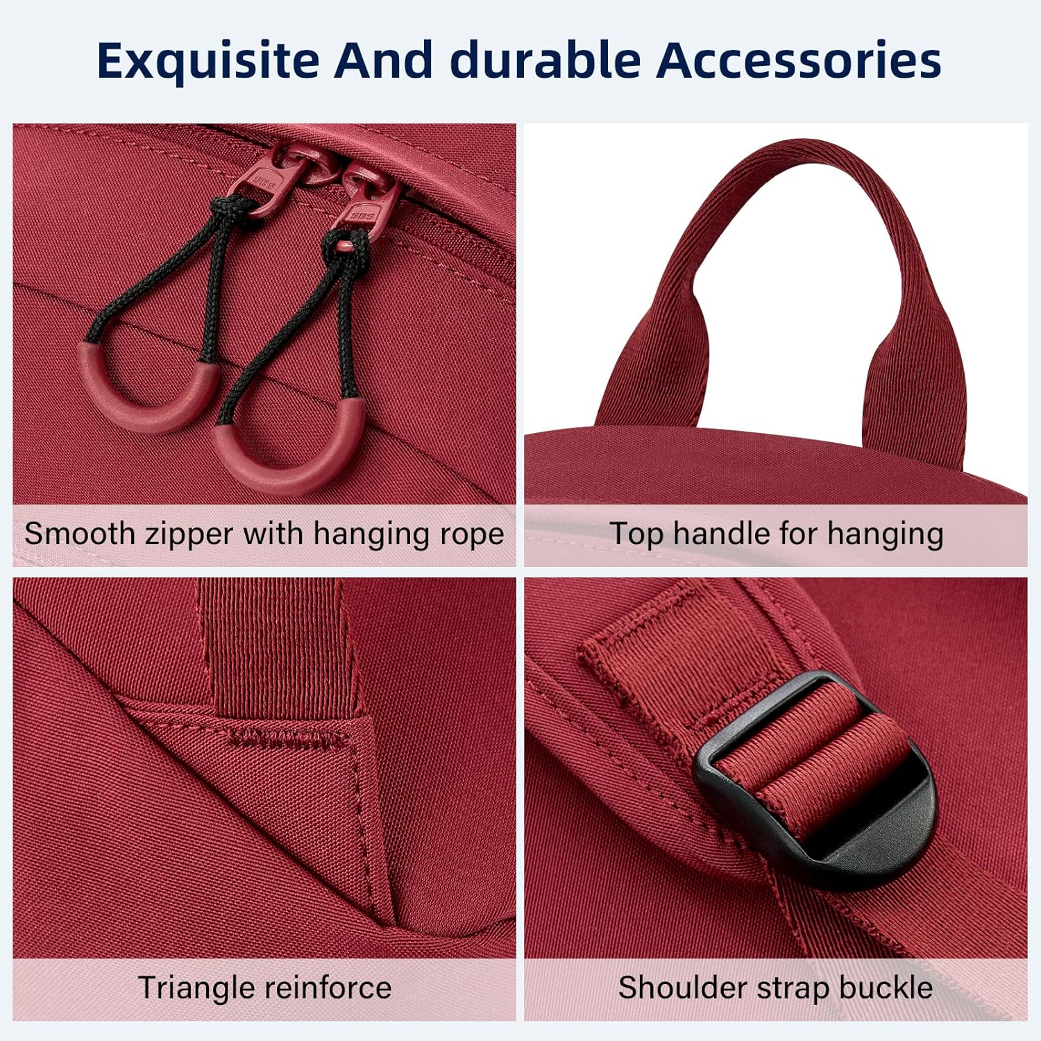 Carry On Travel Backpack For Men Women, 13 Inch Small Mini Work Bag Personal Item Backpacks, Camping Back Pack Lightweight Hiking Daypack For Office Nurse Commuter (Burgundy) - Image 4