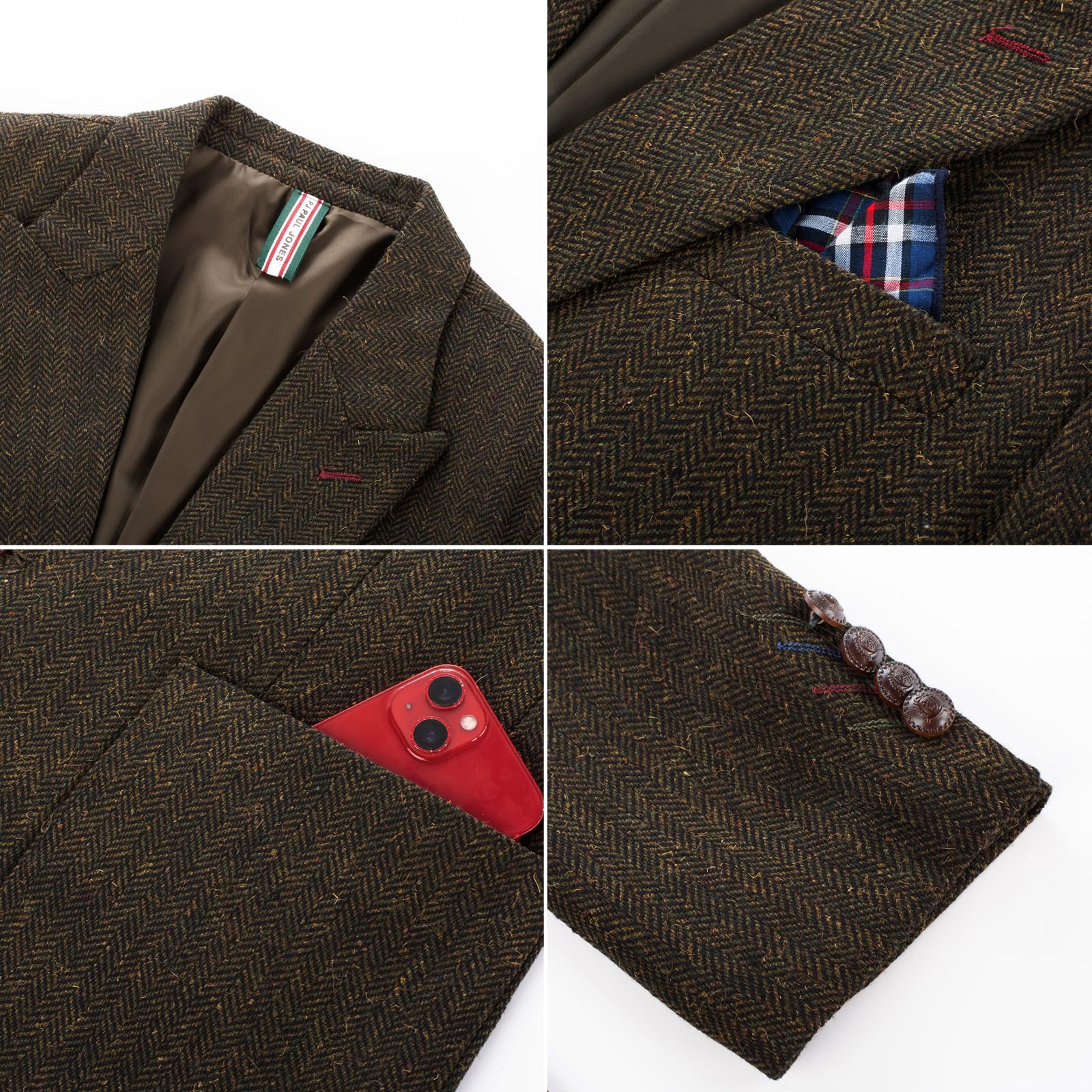 PJ PAUL JONES Blazer da uomo regular fit britannico 2 bottoni giacca da lavoro moderno blazer