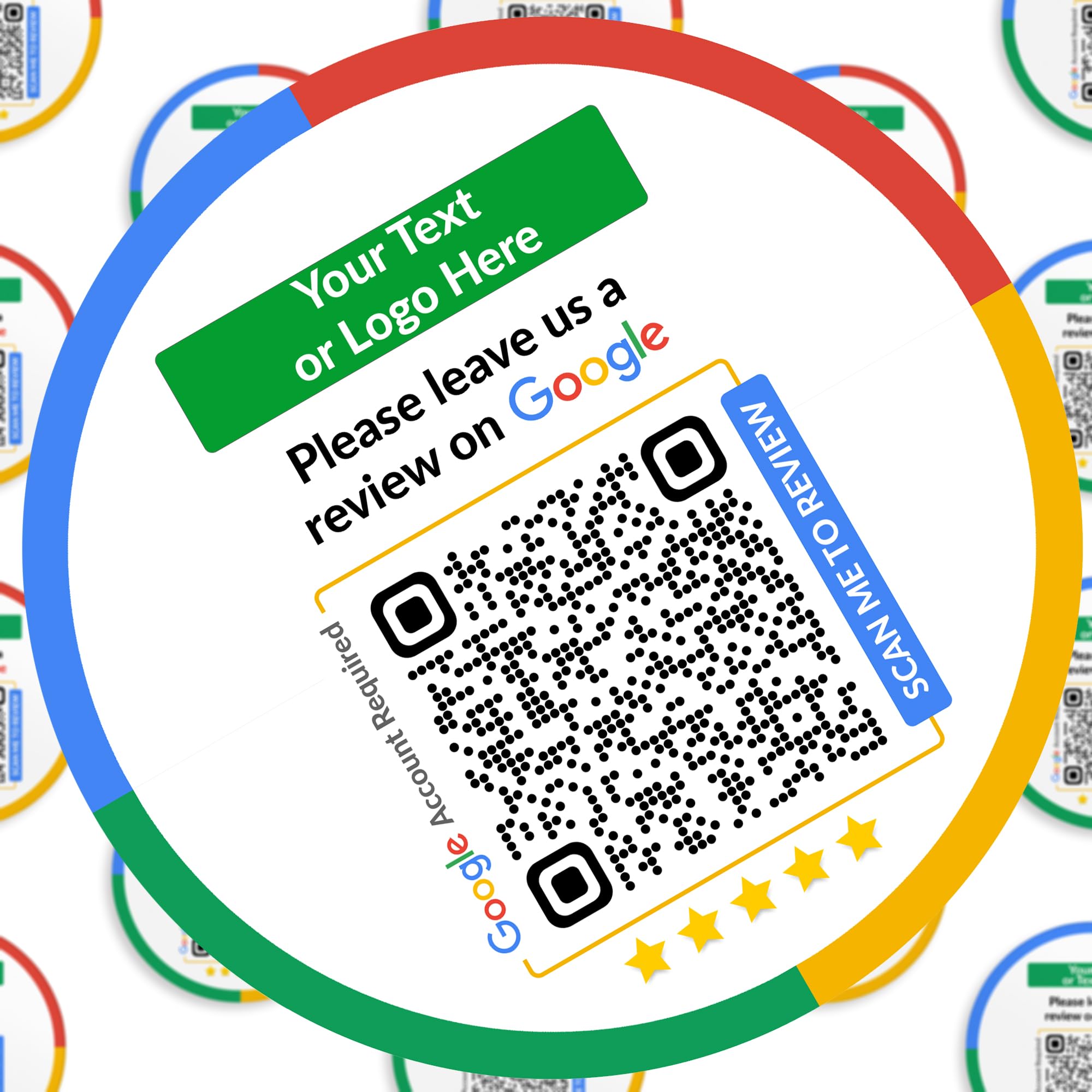 Sticker Press Personalised Google Review Stickers Labels, Circle Stickers, Customised, Custom Mybusiness Google Pages, Google Places Stickers For Review Collection. Various Sizes, Semi Finish (37Mm Circles)