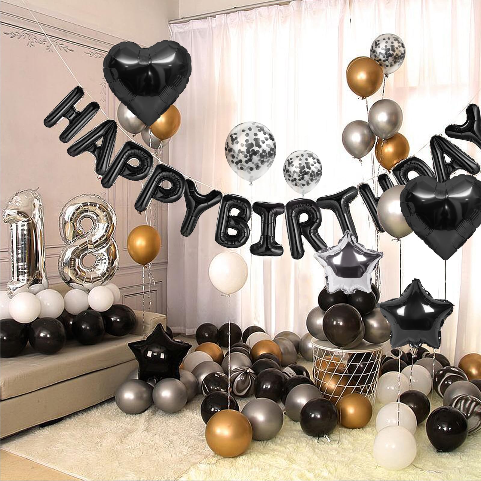 Happy Birthday Foil Balloons Banner – 16 Inch Letters For Party Wall Decor, DIY Wall Decoration Set