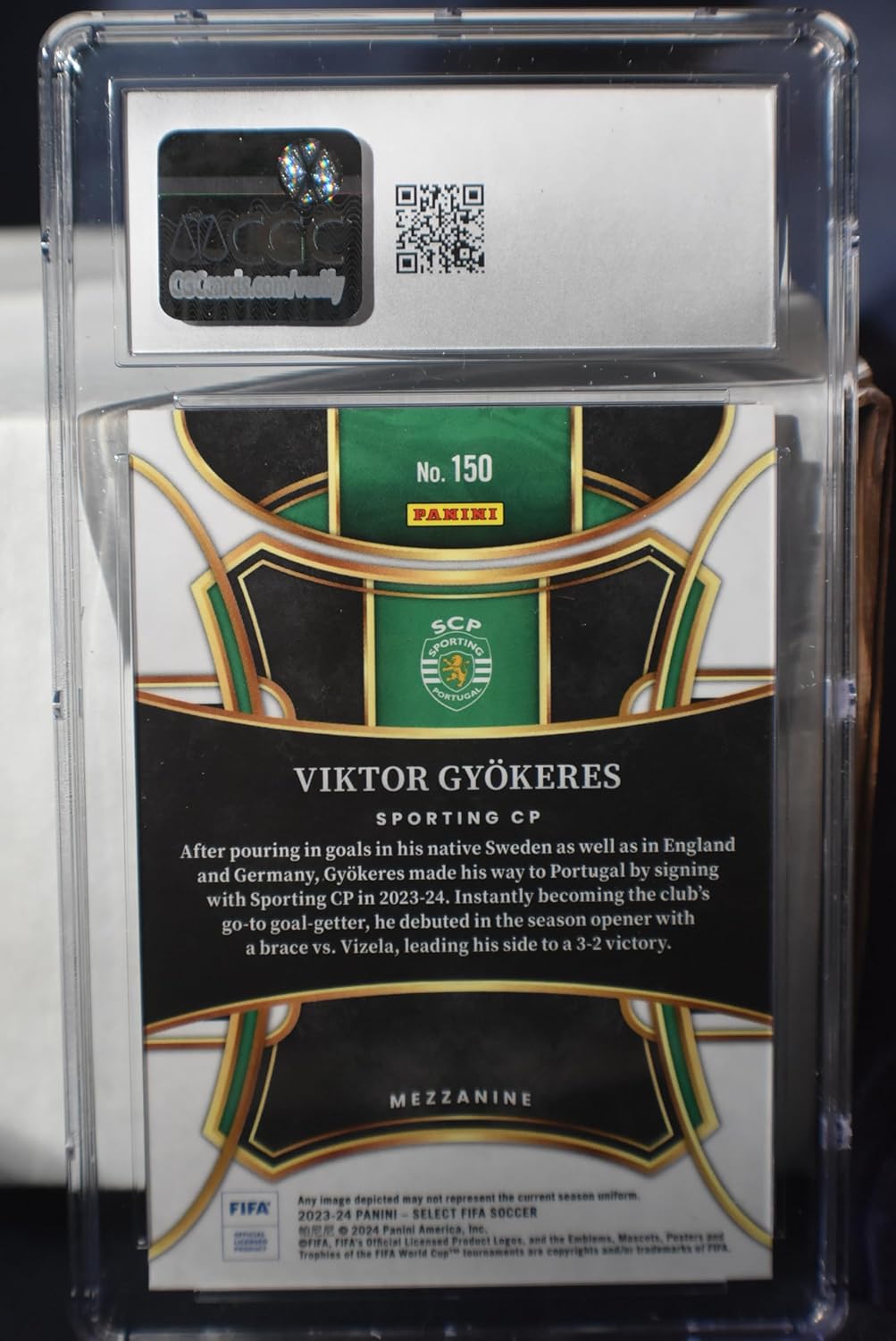 VIKTOR GYOKERES 2023-24 Panini Select Mezzanine FIFA Rookie Card #150 RC CGC Graded Mint 9 Arsenal FC Sweden
