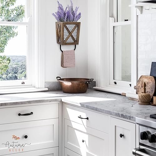 Miniatura 4 de Autumn Alley Farmhouse Decor - Toallero de mano rústico para pared de baño, para pared de cocina con almacenamiento de madera, añade encanto a tu