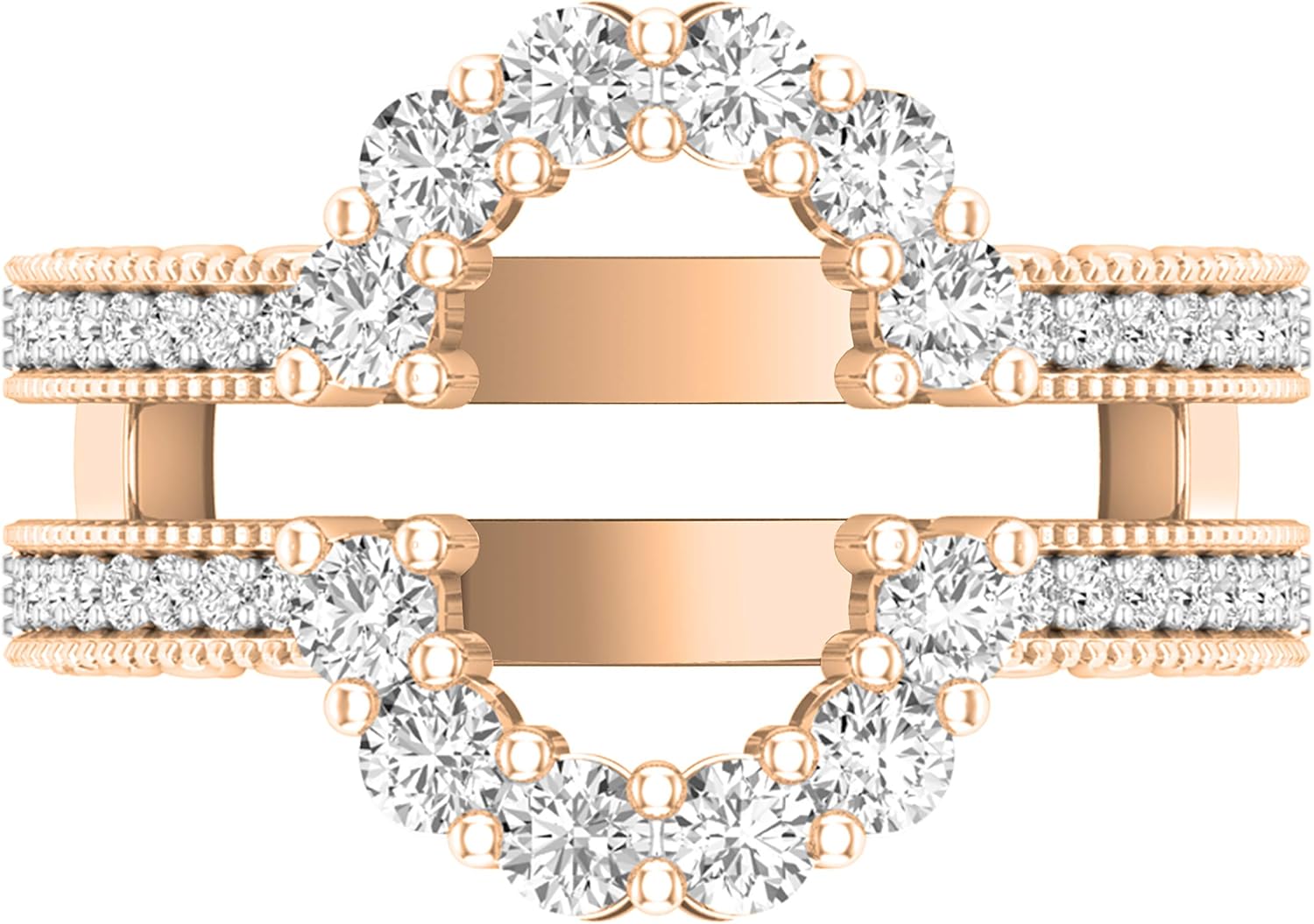Dazzlingrock Collection Round Gemstone & White Diamond Womens Enhancer Guard Double Wedding Ring, 10K Solid Rose Gold