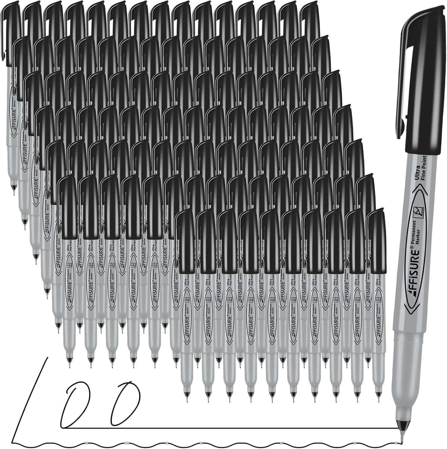 Permanent Markers, Ultra Fine Point,Black,100 Count, 0.4mm, Fine tippermanent marker set, quick dry,waterproof, fading resists, durable,marks on paper, glass, ceramic, plasticwood, rock, metal