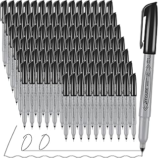 Permanent Markers, Ultra Fine Point,Black,100 Count, 0.4mm, Fine tipperm...