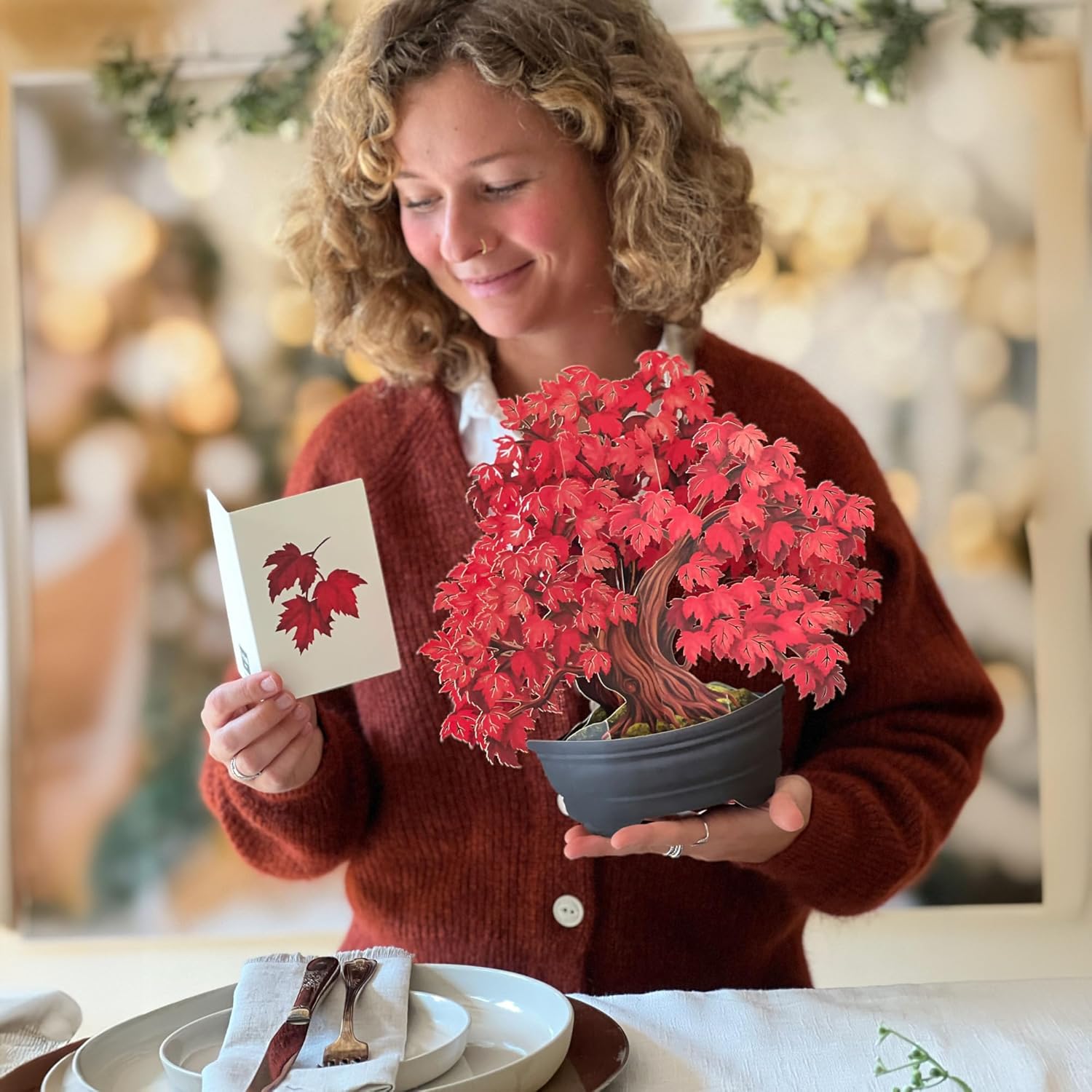 Freshcut Paper Pop Up Cards, Red Maple Tree, 12 Inch Life Sized Forever Flower Bouquet 3D Popup Greeting Card, Autumn Cards, Birthday Card, Blank Notecard & Envelope - Image 8