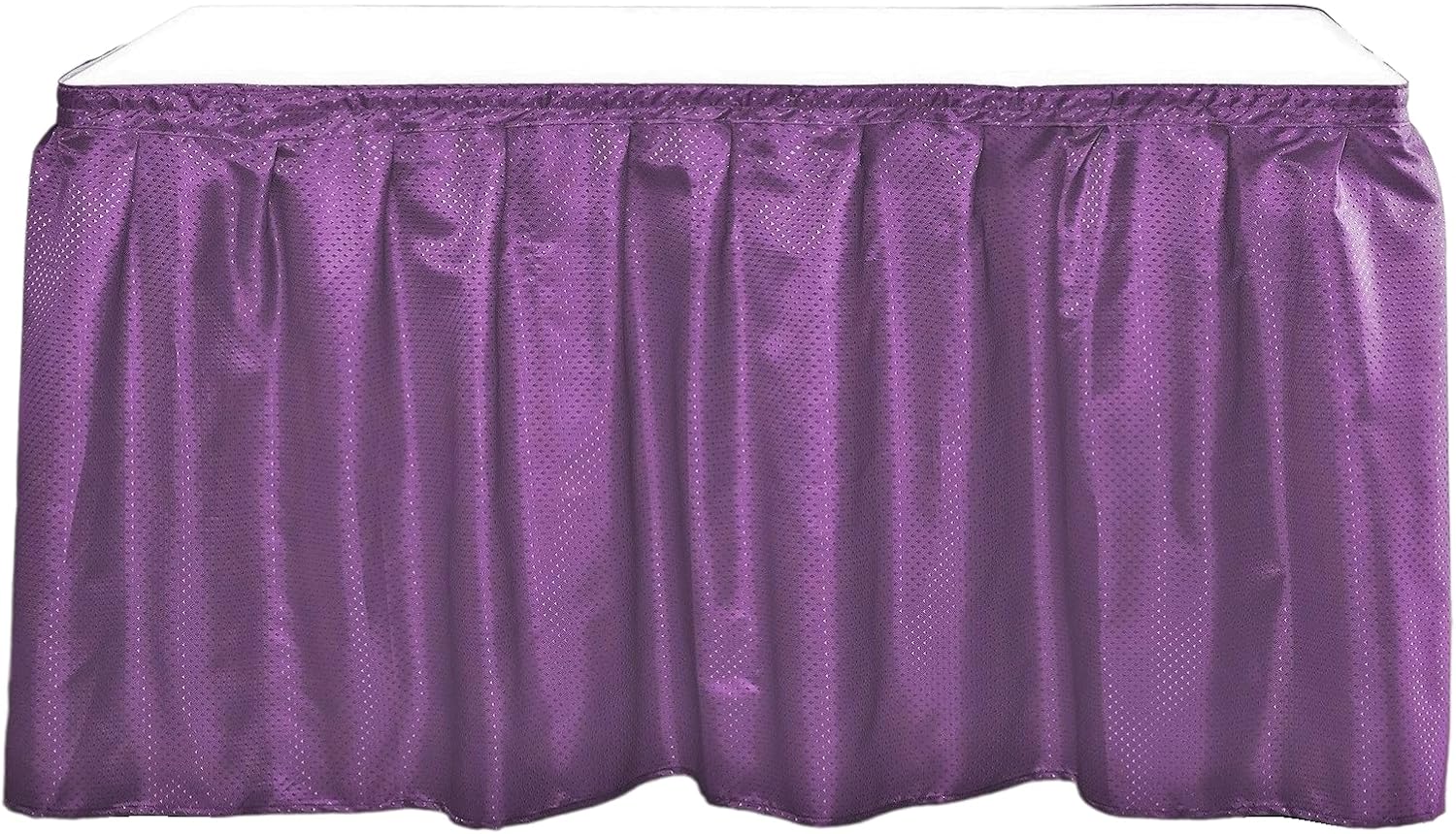Decorator Table Skirt Ruffled Fabric Diamond Pattern Hook-and-Loop, Wedding Trade Baby Event Buffet, 17 Feet x 30 Inches, Red