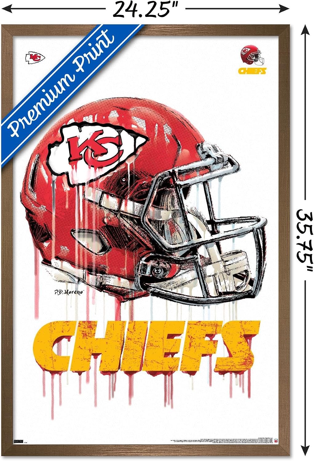 Trends International NFL Kansas City Chiefs - Drip Helmet 20 Wall Poster, 22.375" x 34", Bronze Framed Version