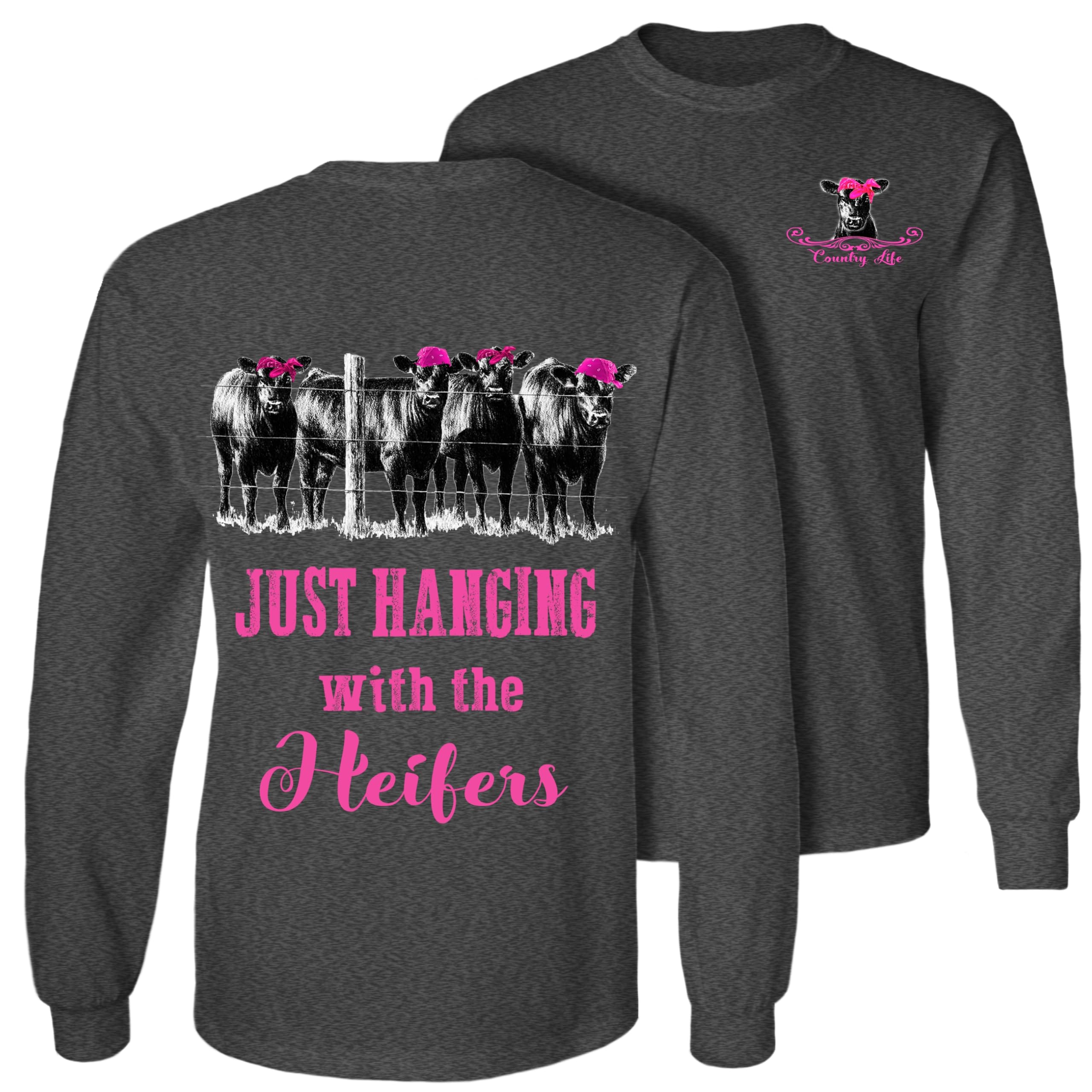 Country Life Outfitters Just Hangin with The Heifers Women's Shirt Large Pink