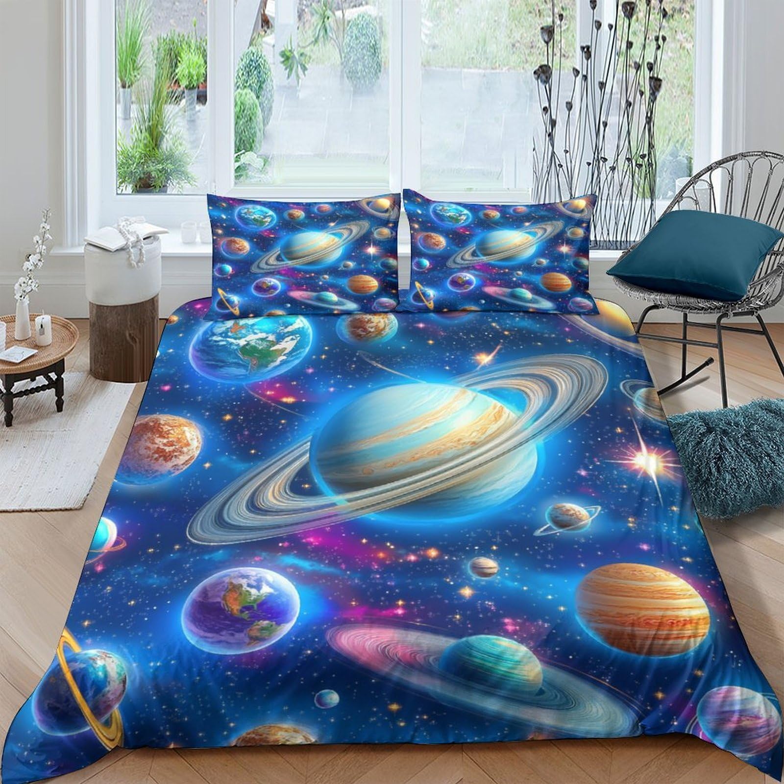 Parure de lit science fiction imprimée en 3D avec fermeture éclair pour chambre d'enfant