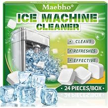 24pack Ice Machine Cleaner Maker Descaler Tablets Compatible with All Major Brands, Nickel Safe Descaler Countertop Portable Commercial Icemaker Cleaning - Bulk 1 Year Supply