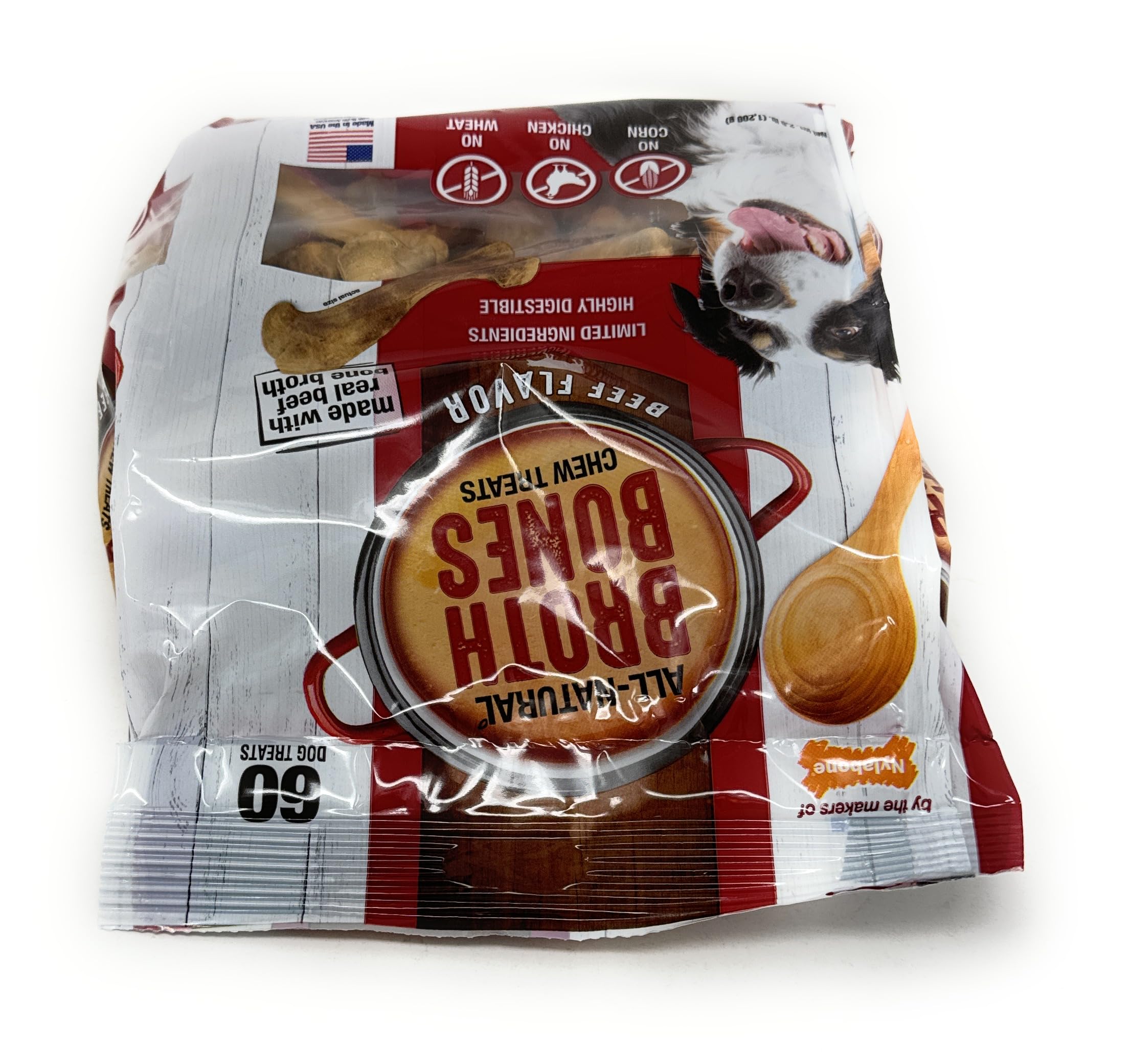 Nylabone Beef Broth Bones for Dogs, 60 Count, 2.6 Lbs thumbnail 6