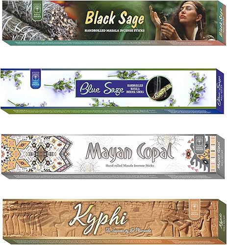 Soul Sticks Varillas de incienso enrolladas a mano, paquete variado de 4 unidades  100% natural de incienso Masala fragancia orgánica para el hogar