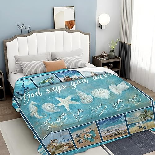 Miniatura 537 de Tijuboni Manta con diseño de tortuga marina y océano, regalos náuticos para mujeres, hombres, niñas, niños y adultos, manta de franela suave para