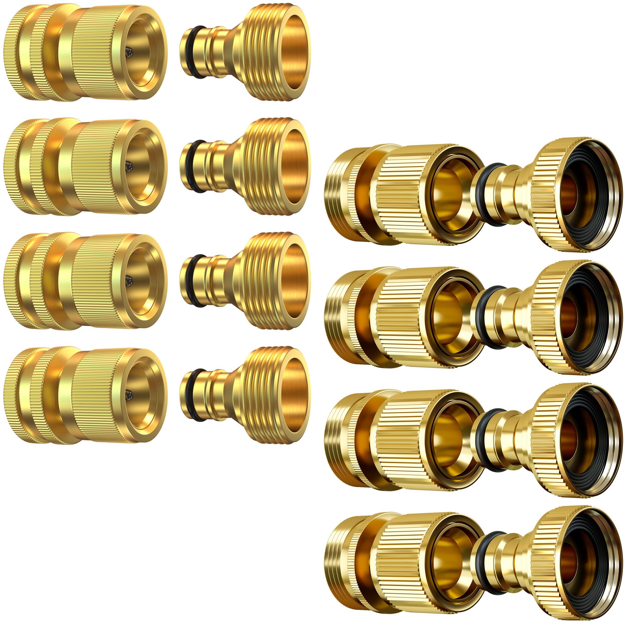DBR TechHeavy Duty Water Hose Quick Connect Fittings ET and IT 4 Pack (Premium Brass for Superior Durability), Bundle