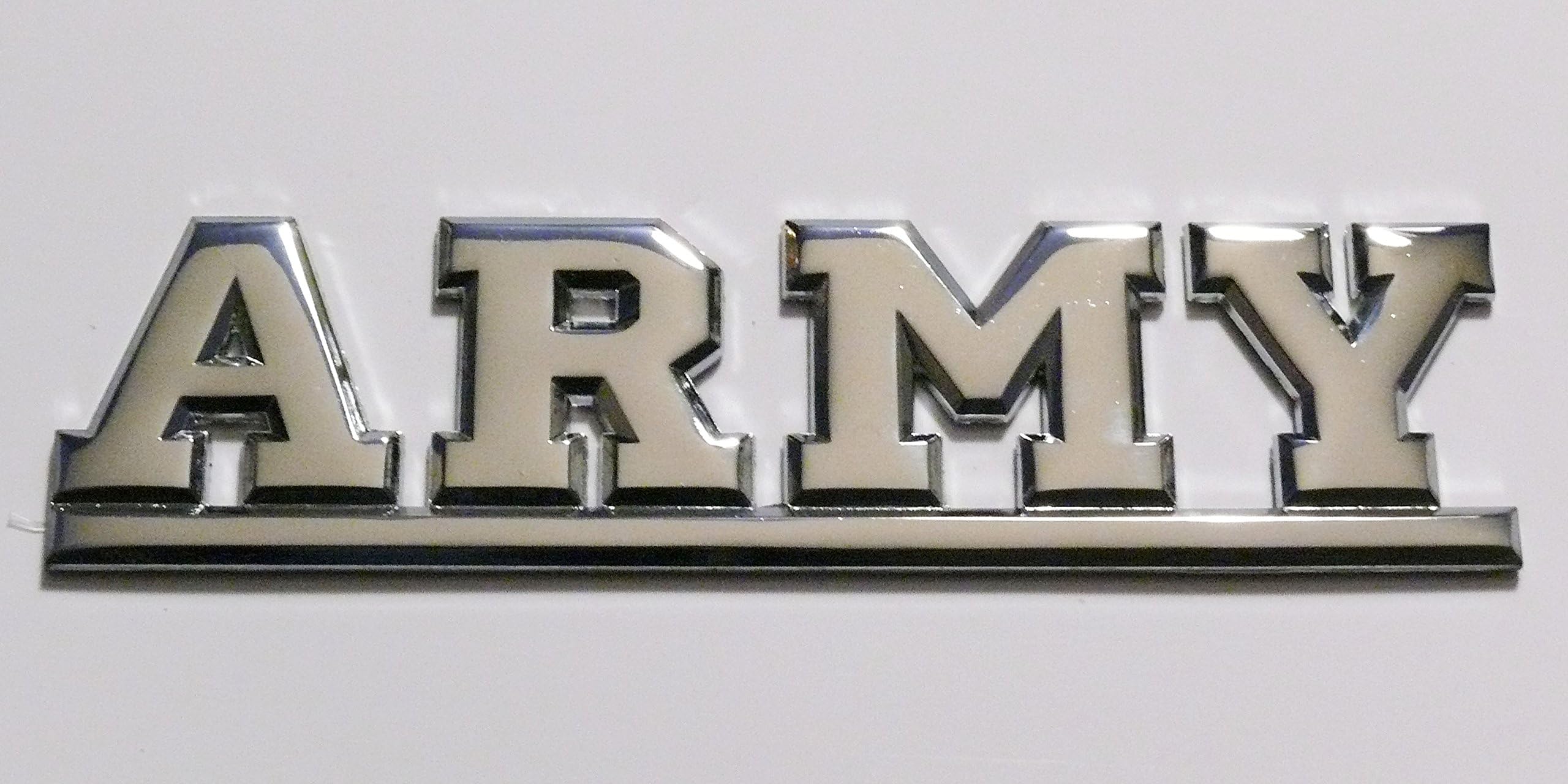 ARMY Emblem - Chrome Electroplated Die Cast Metal - 6.0"W x 1.5"H x .125"D