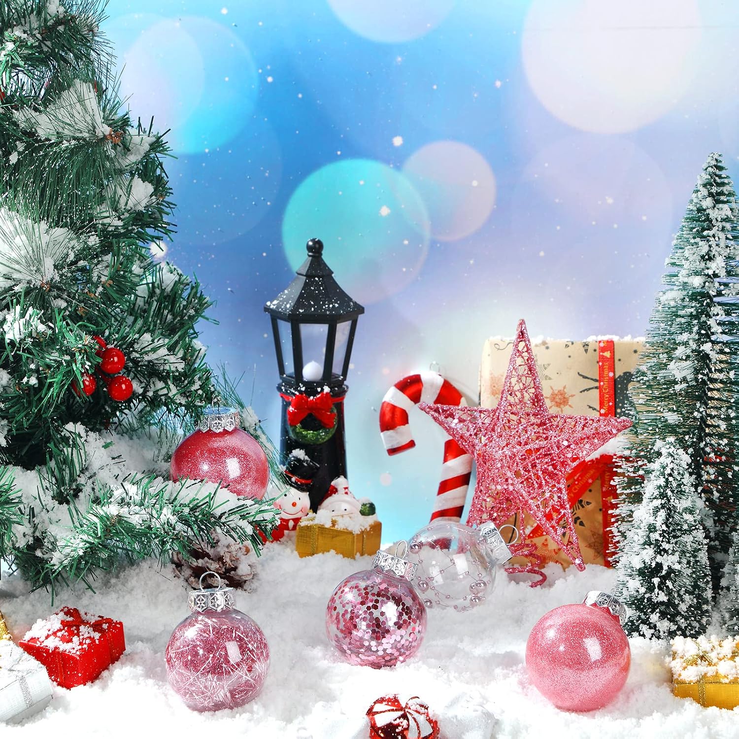 Gejoy 24 Shatterproof Plastic Christmas Ball Ornaments, 2.36 Inch Tree Balls with Star for Christmas New Years, Wedding - Image 5