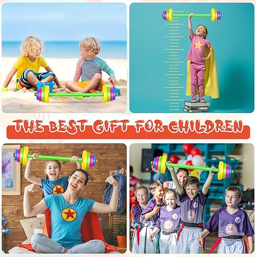 Miniatura 4 de Juego de 2 mancuernas para niños, equipo de entrenamiento colorido, pesas de plástico para niños, principiantes, ejercicio, gimnasio, fitness,