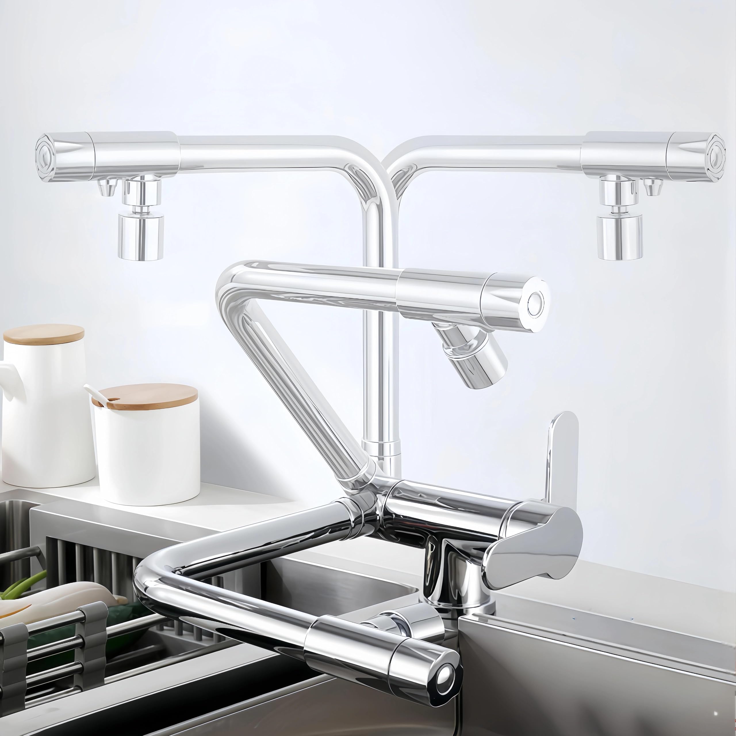 grifo cocina osmosis grifo cocina abatible 3 vías,mezclador Plegable Fregadero,Fregadero Monomando para Ventana, latón(Cromo)