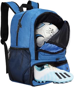Soccer Bag, Basketball Backpack, Sports Equipment Bag with Shoes and Ball Compartment Holds Sneaks, Helmet, Basketball, Football, Vollyball, Gloves