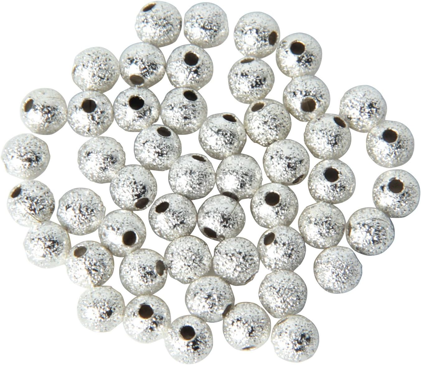 Silver Plated Stardust Sparkle Round Beads 4mm (50)