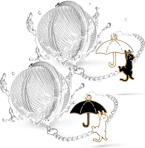 Infusor de té con dije de gato, bola de té de hojas sueltas TeaSanavie y colador, té de malla fina de acero inoxidable 304 de alta calidad, regalo