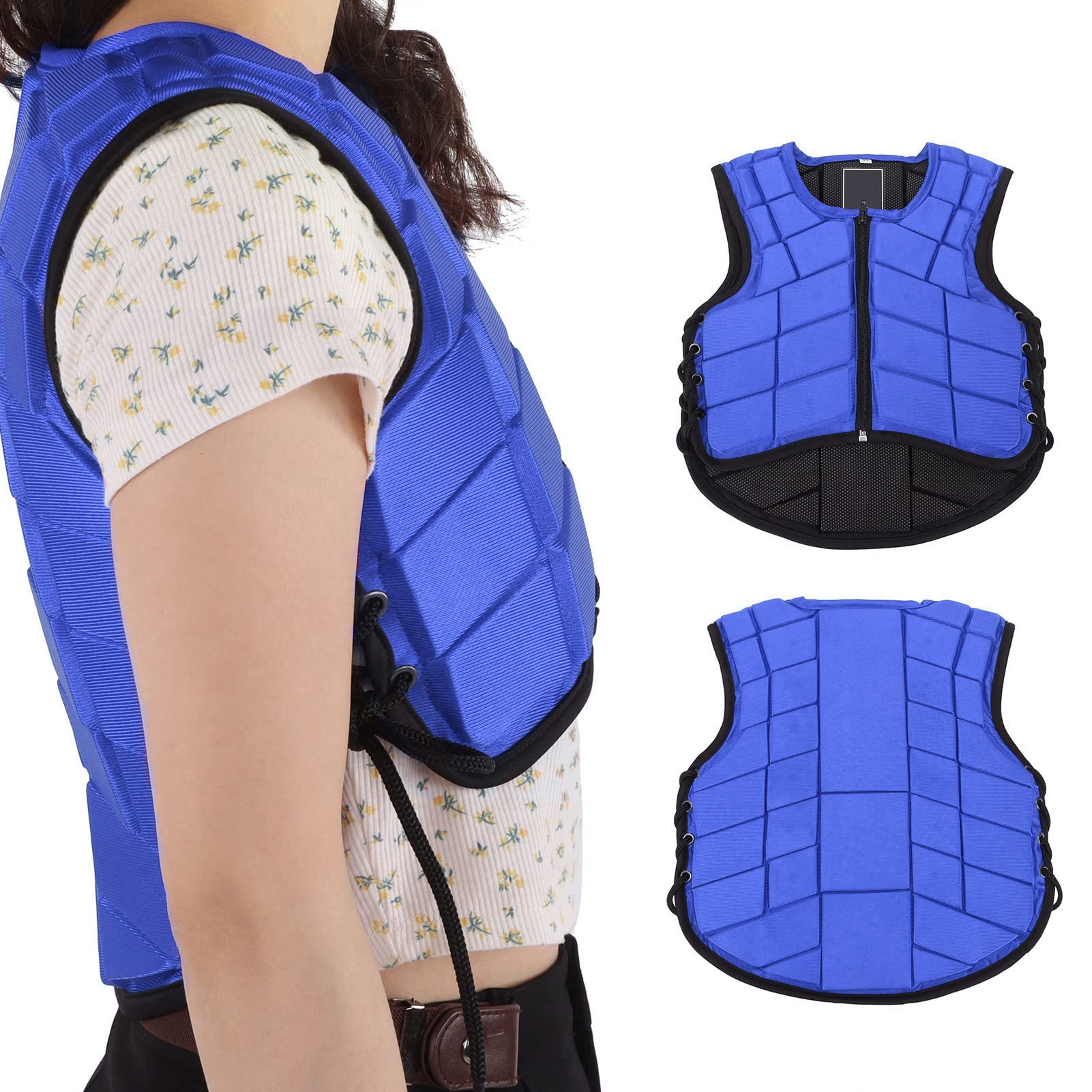 Pilipane Gilet Equestre Imbottito in Schiuma di Sicurezza Protezione per L'equitazione Protezione per Il Corpo Protezione per Il Corpo per Equitazione Blu(CS)
