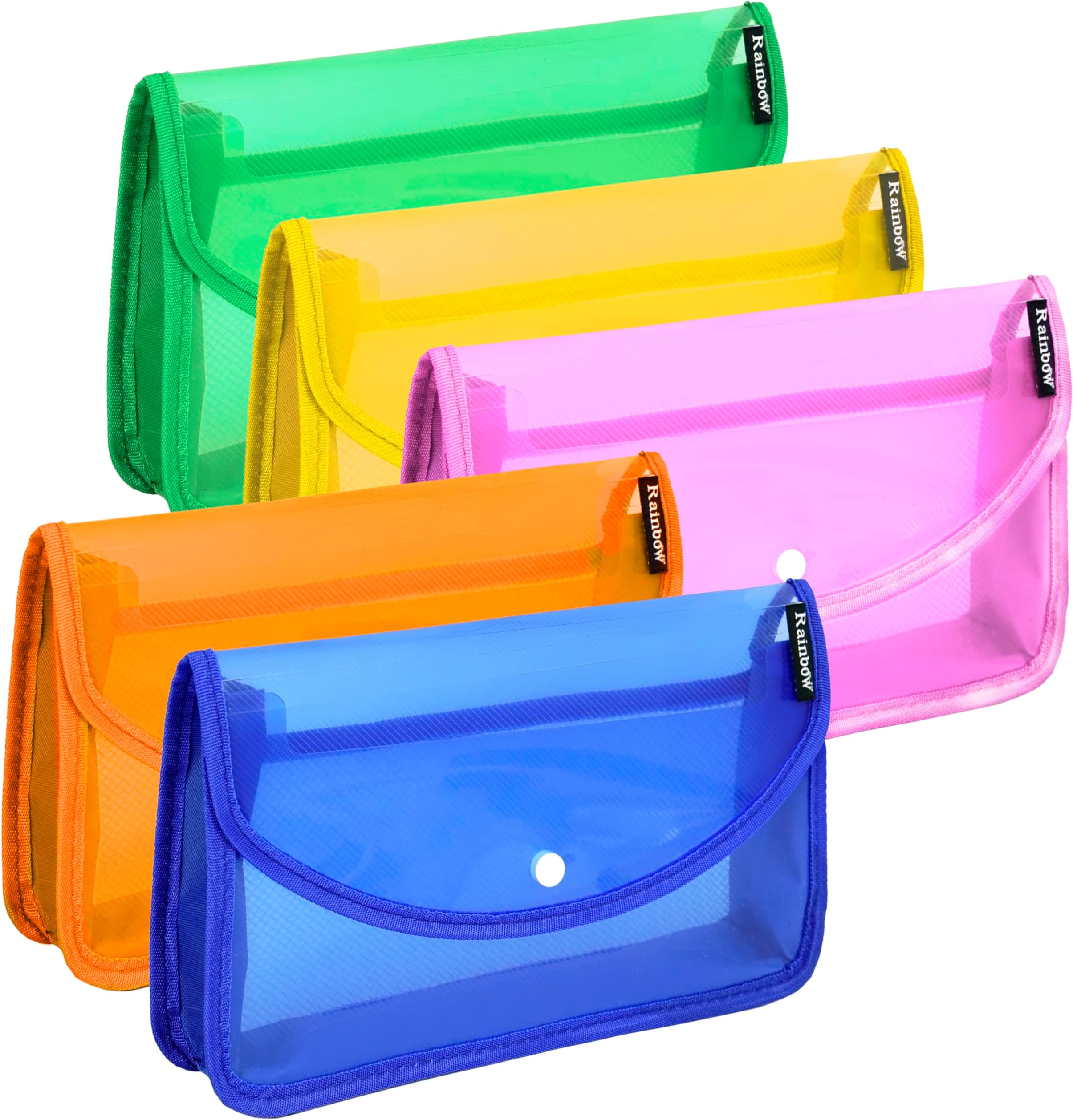 Shuban 5 Pcs Plastic Flexi Button Bag, Cheque Book Organizer Passbook Holder Pouches (A5-27X15X5CM) (Multicolor)