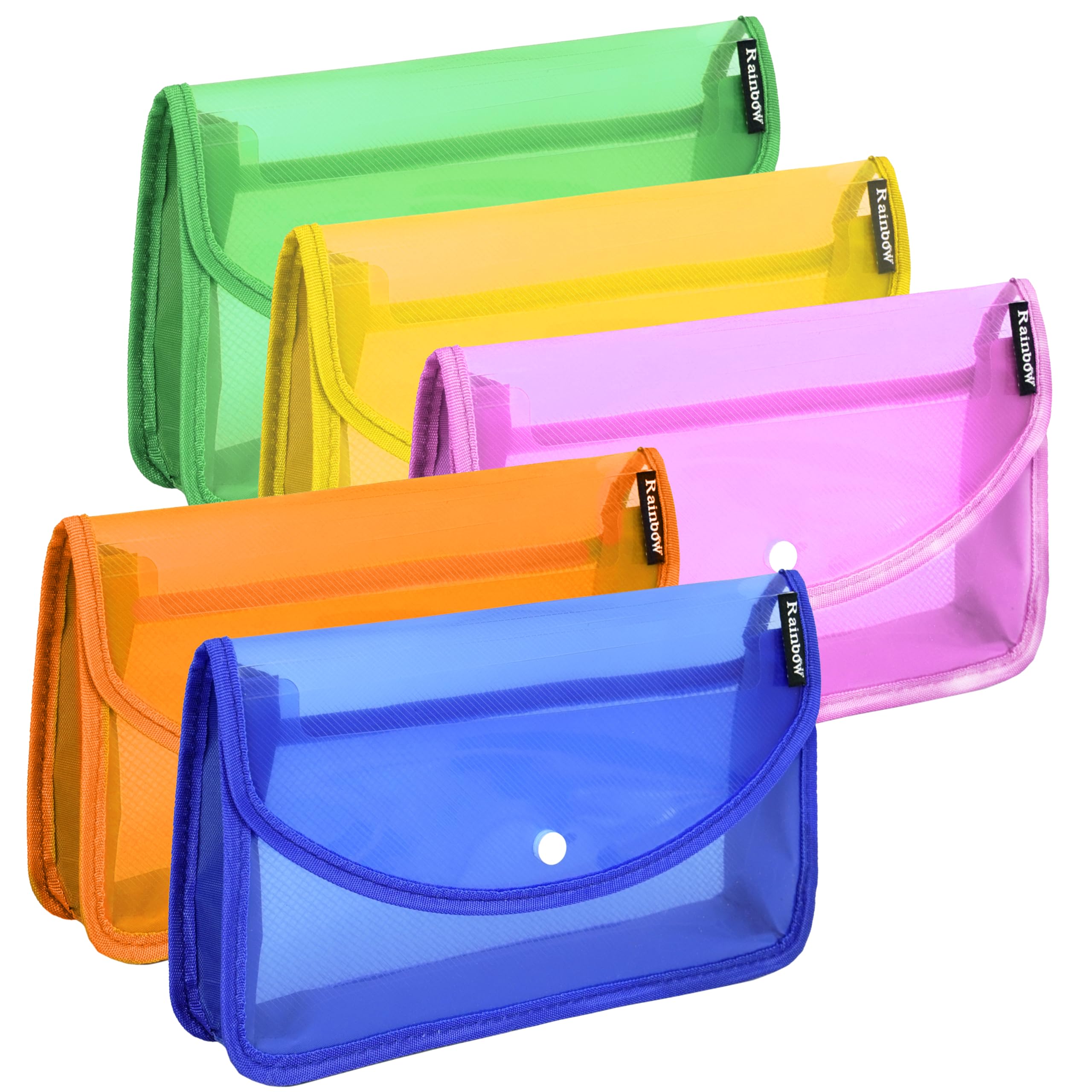 Shuban 5 Pcs Plastic Flexi Button Bag, Cheque Book Organizer Passbook Holder Pouches (A5-27X15X5CM) (Multicolor)
