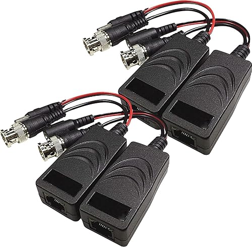 HDView Balun de video, transceptor de balun de potencia de video pasivo para cámara 720P 1080P 3MP 4MP 5MP HD-TVICVIAHDanalógica960H (2 pares)