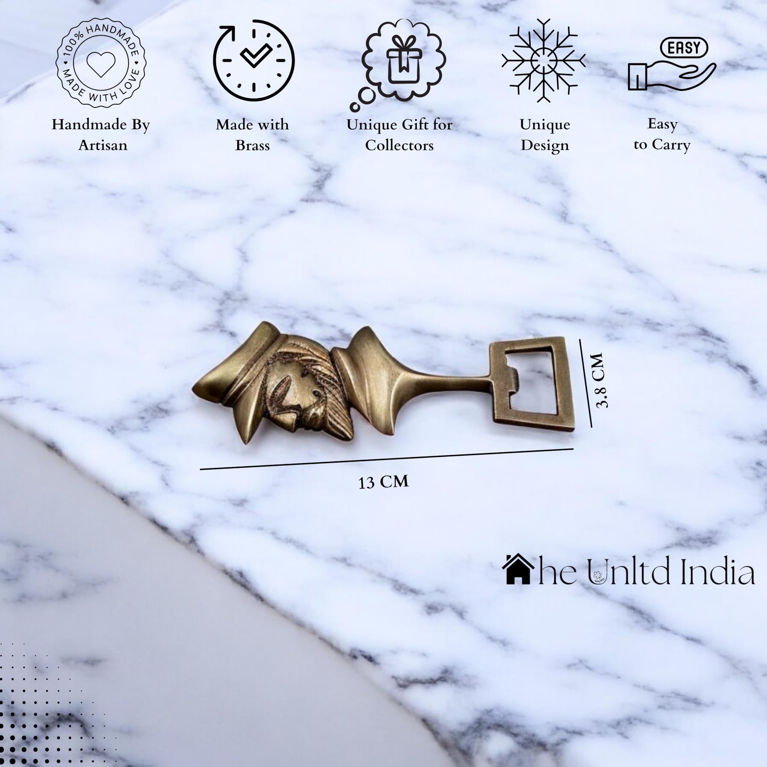 The Unltd India Nautical Brass Bottle Opener, Antique Handmade Cap Lifter for Home Kitchen Bar, Hotel, Office - Image 3