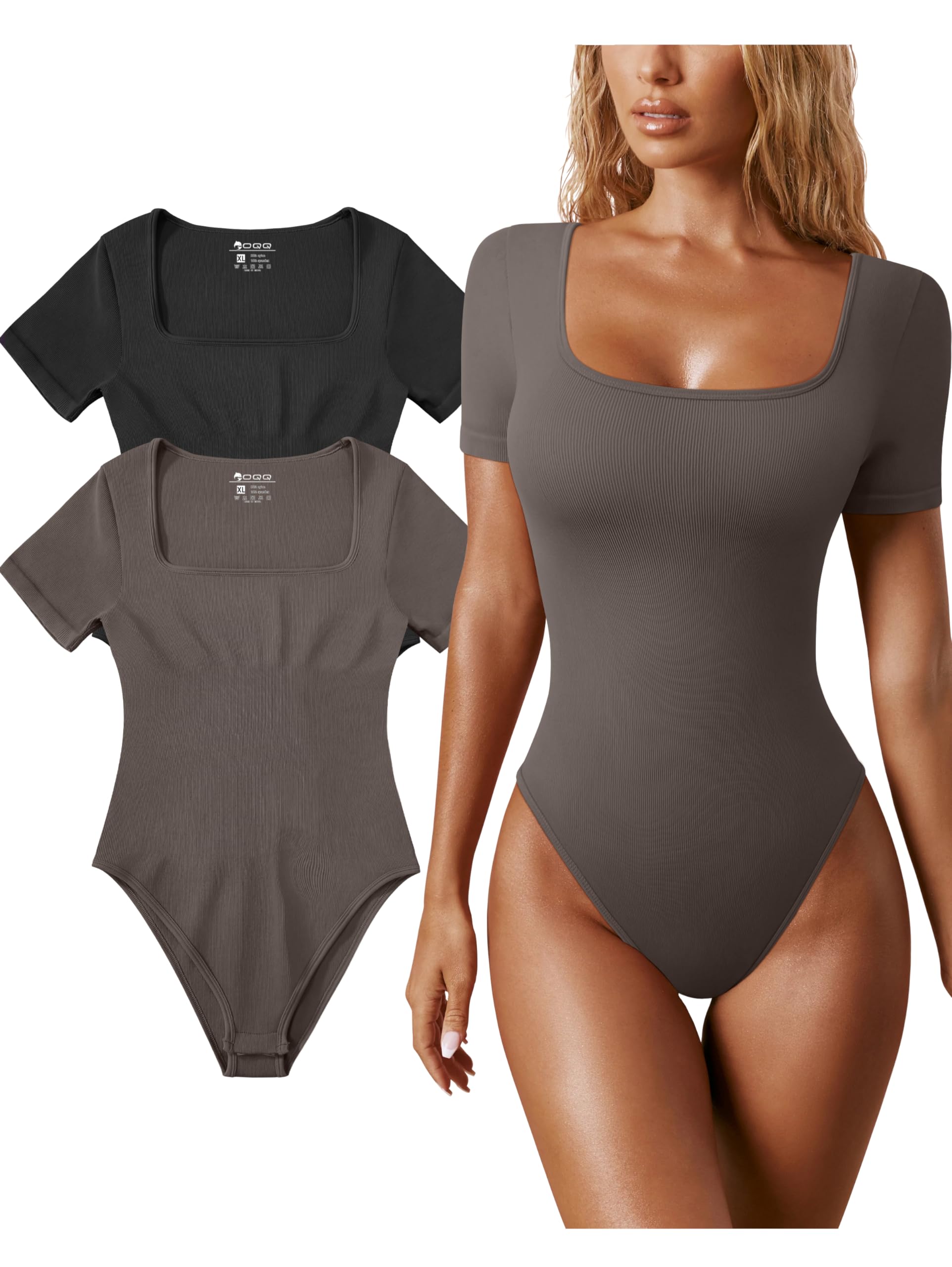 OQQ Women's 2 Piece Bodysuits