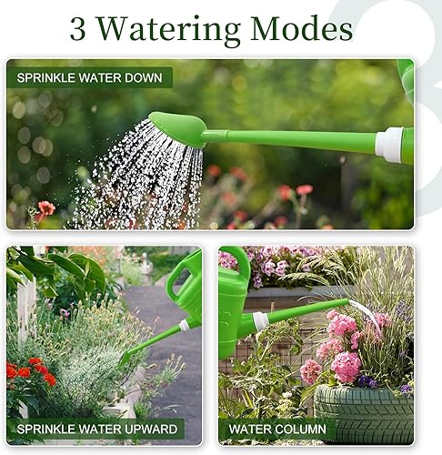 Miniatura 4 de Qilebi - Regadera de 2 galones para plantas de exterior, regaderas con pico largo extraíble y cabeza rociadora de acero inoxidable, regadera grande