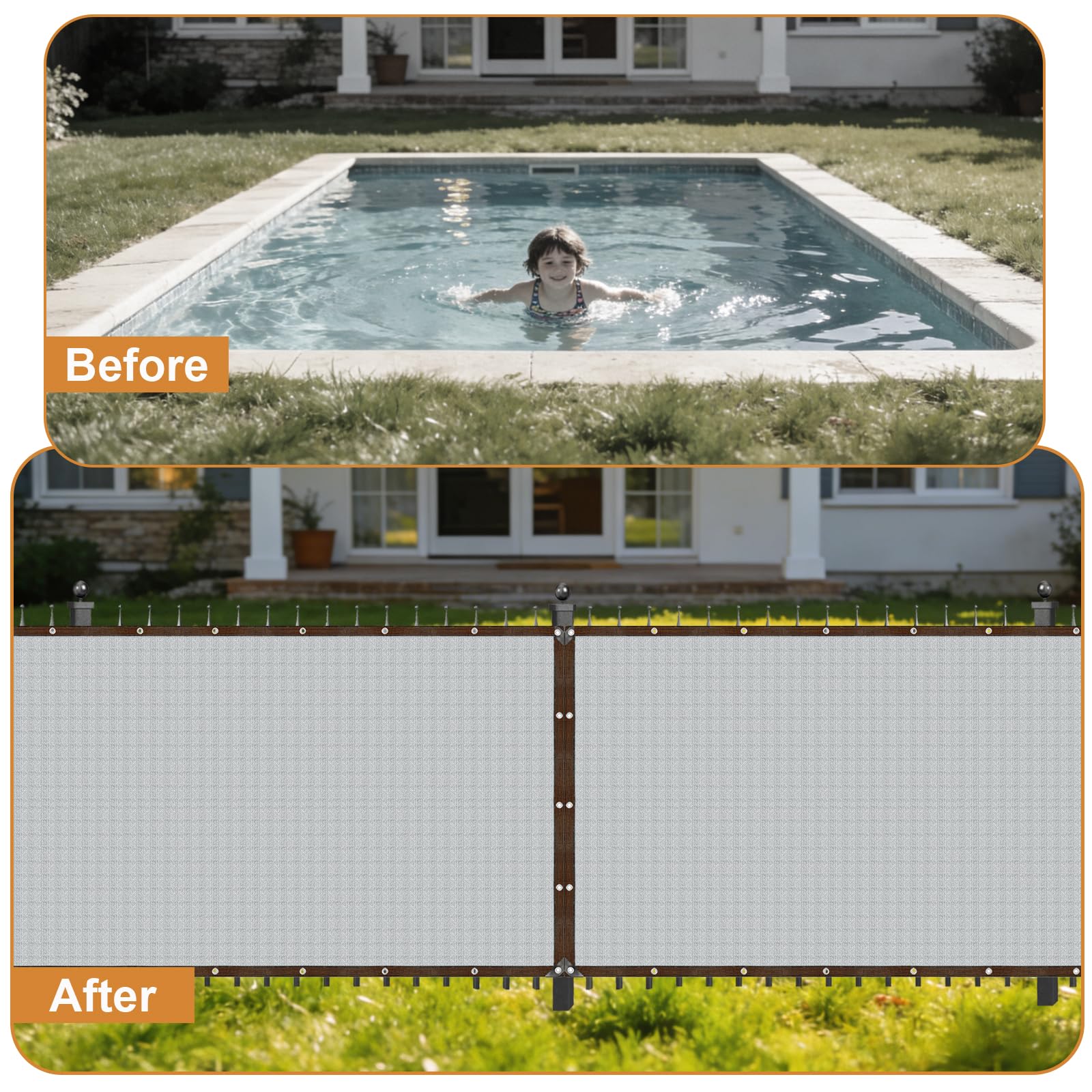 Recinzione frangivista da giardino, recinzione per la privacy, balcone, 85% HDPE, rete ombreggiante per esterni, resistente agli strappi, con fori e fascette, colore grigio
