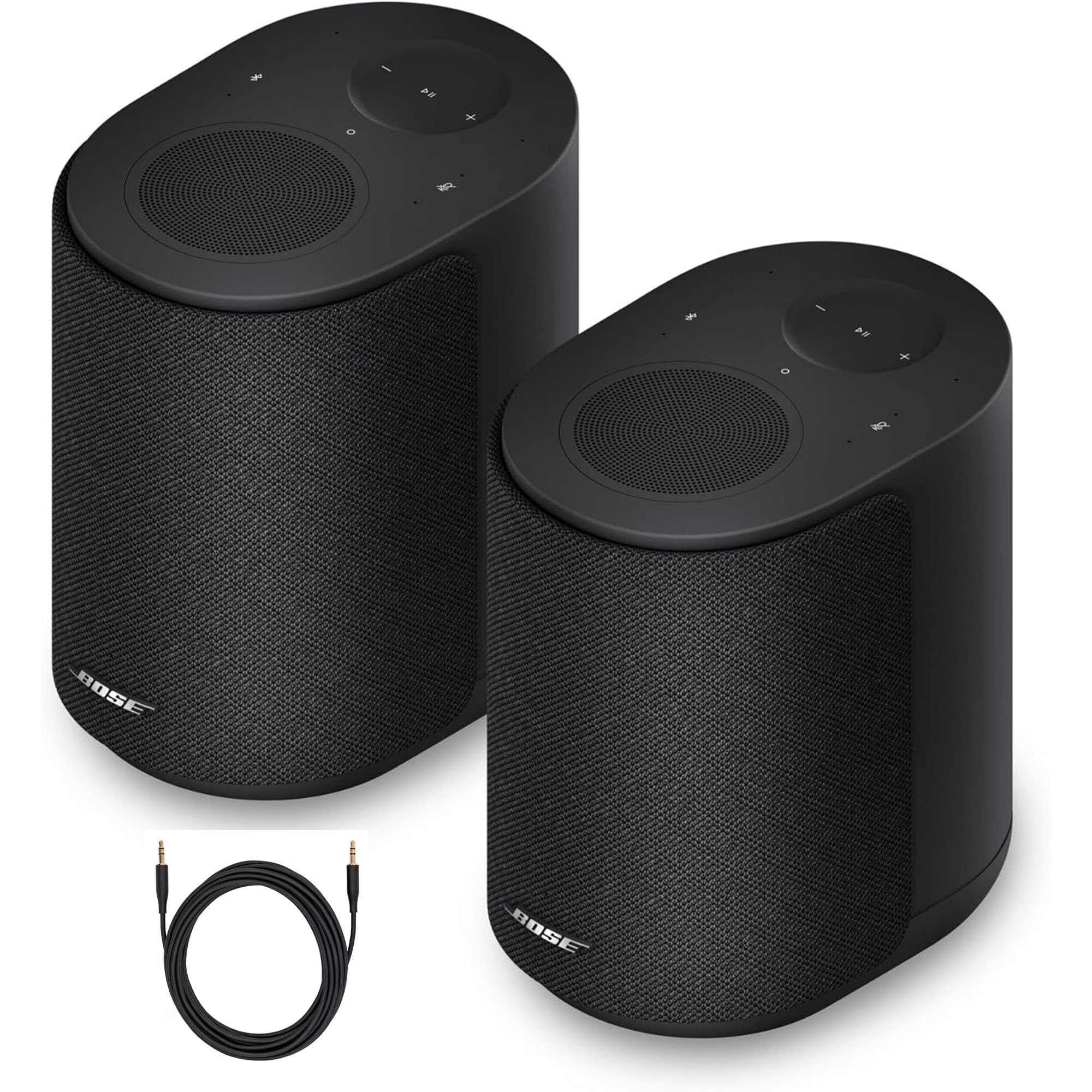 Bose Stereo Music Bundle with 2 Lifestyle Ultra Speakers, Aux Cable, Wireless Home Speakers, TrueSpatial Audio, CleanBass, AirPlay & Google Cast, (Black)