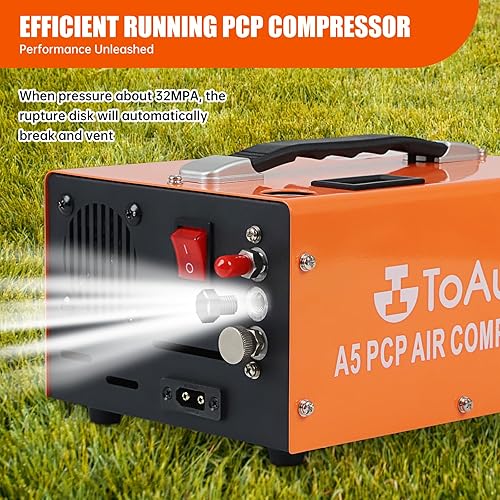 Miniatura 6 de TOAUTO Compresor de aire PCP A5 4500Psi 30Mpa, compresor de pistola de aire PCP de 12 V DC110 V CA con ventilador incorporado y aguaaceite y
