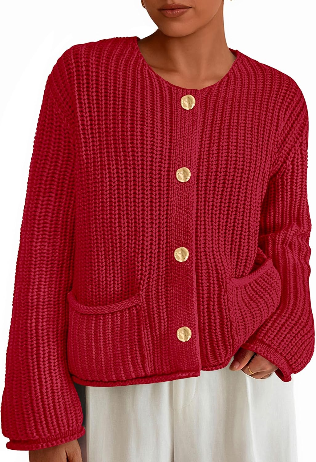 PRETTYGARDEN Cardigan Sweaters for Women 2025 Trendy Oversized Knit Chunky Button Cardigans Fall Winter Outfits with Pockets