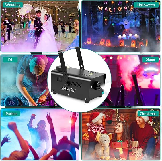 AGPTEK Fog Machine with Wireless Remote & Automatic Spray Function with 32oz Smoke Fog Liquid for Halloween, Christmas, Wedding, Parties, DJ Performance & Stage Show