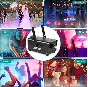 AGPTEK Fog Machine with Wireless Remote & Automatic Spray Function with 32oz Smoke Fog Liquid for Halloween, Christmas, Wedding, Parties, DJ Performance & Stage Show
